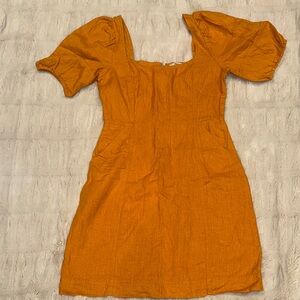 Madewell Orange Puff Sleeve Mini Dress